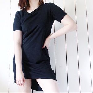 TopShop Distressed High Low Tee Shirt Dress Black